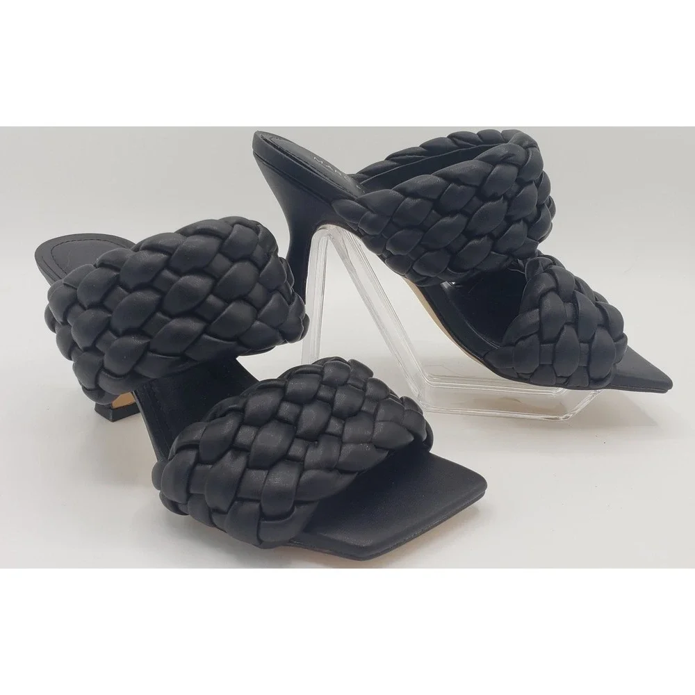 Marc Fisher Toree Black Faux Leather Braided Open Square Toe 3